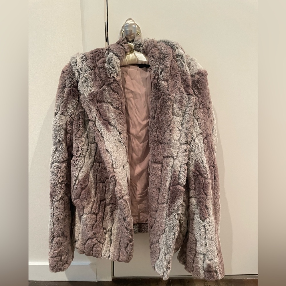 Olivacious Faux Fur Coat, Gray, Size Medium